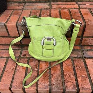 B Makowsky Green Leather Crossbody Bag